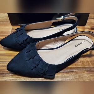 Torrid 10.5W Black Suede Slingback Flats